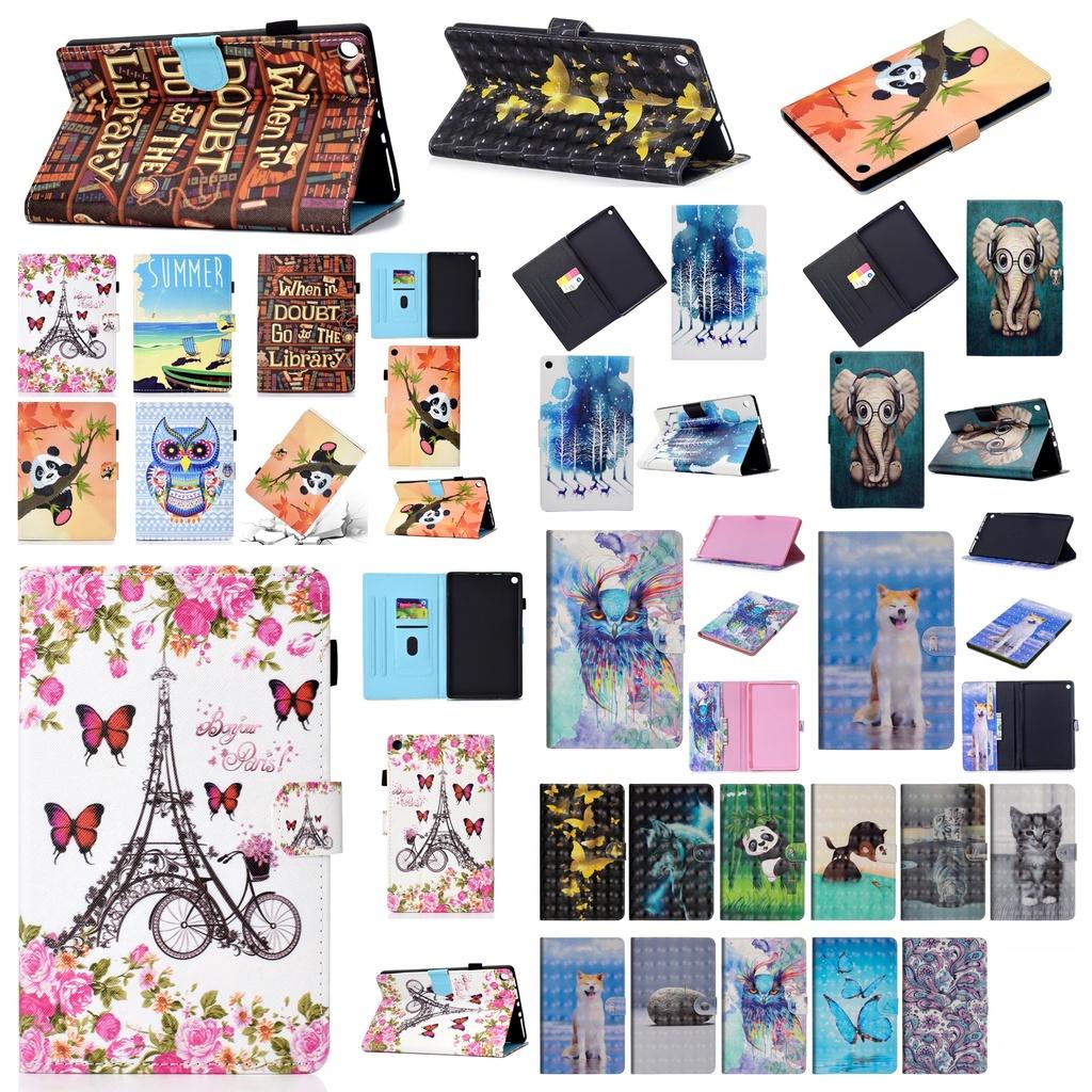 Lật Bao Da Máy Tính Bảng Nắp Gập Nam Châm + Miếng Dán + Bút Cho Amazon Kindle Fire Hd 8 2018 2017 2016