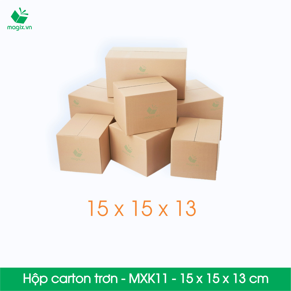 MXK11 - 15x15x13 cm - 100 Thùng hộp carton trơn đóng hàng 