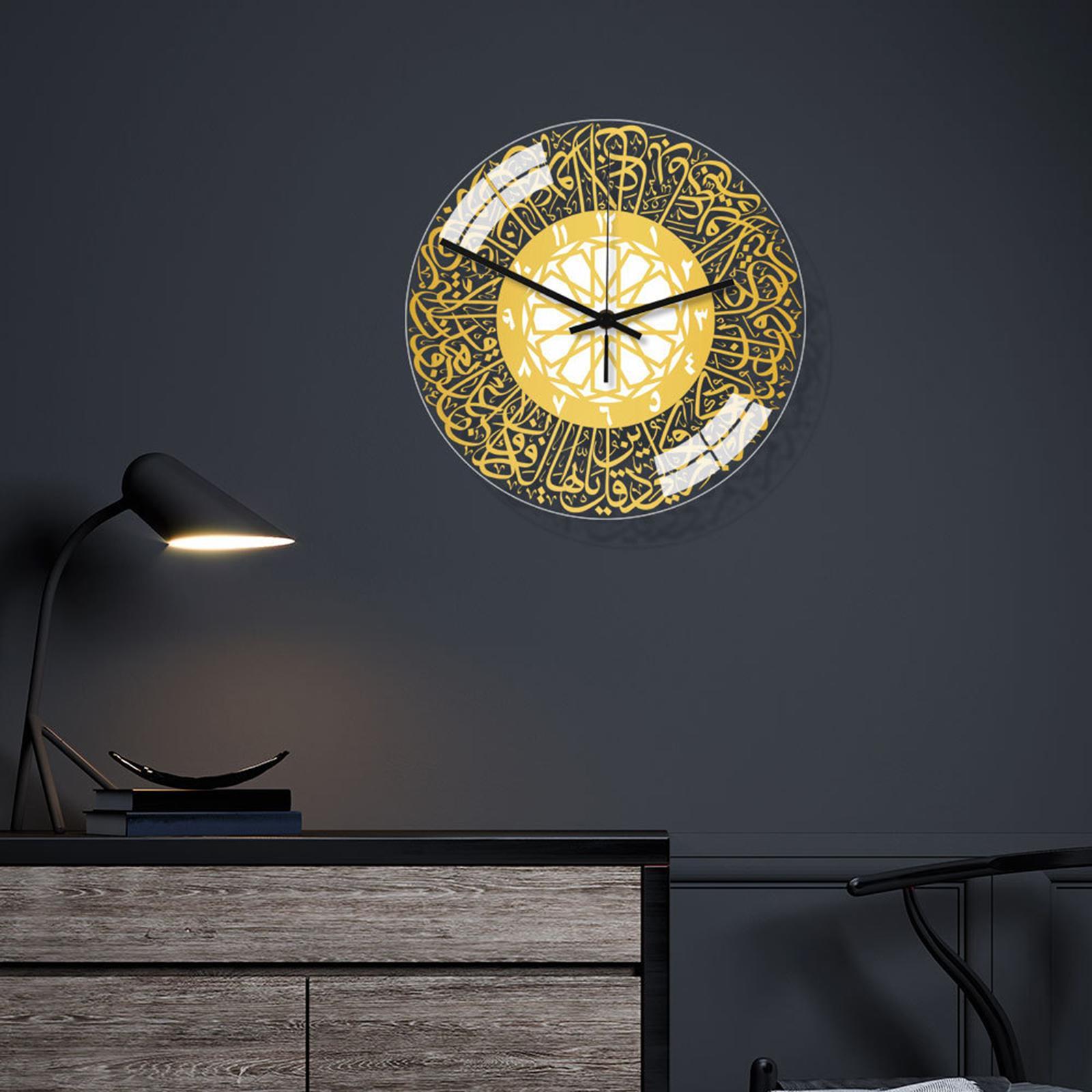 Acrylic Islamic Wall Clock Quartz Silent Muslim Clock for Living Room Home