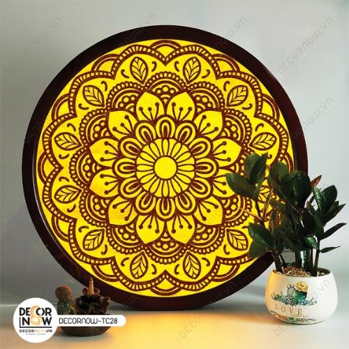 Đèn hào quang phật in tranh trúc chỉ DECORNOW 20,30 cm, trang trí bàn thờ, hào quang trúc chỉ HOA SEN DCN-15