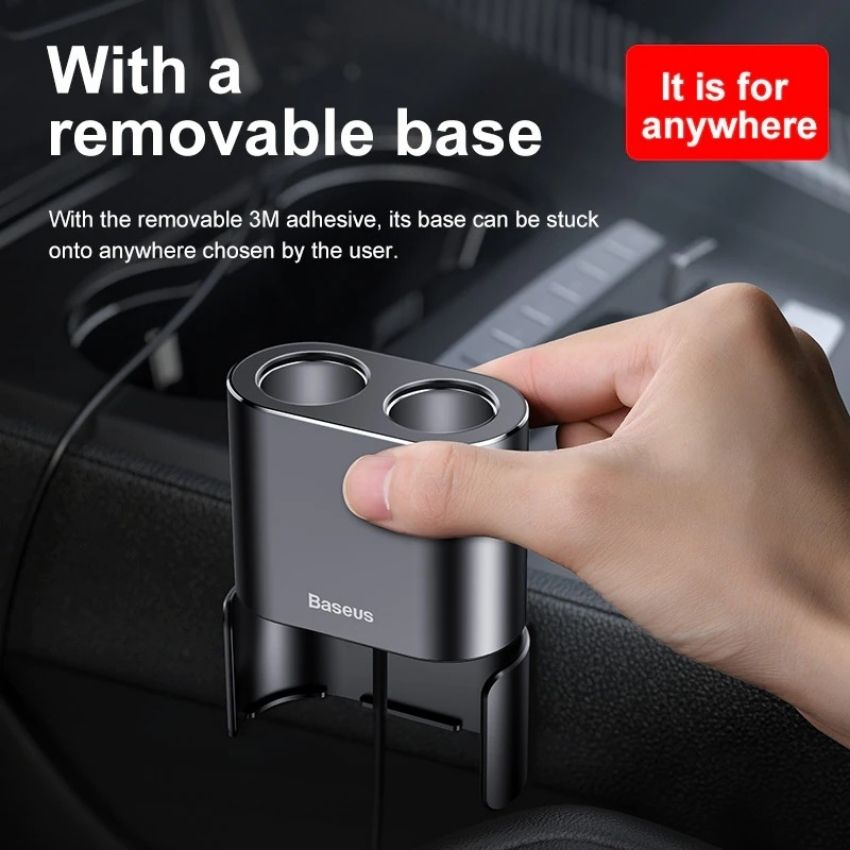 Tẩu sạc Baseus High Efficiency 1 to 2 Cigarette Lighter đa năng tích hợp bộ chia cổng sạc- hàng chính hãng