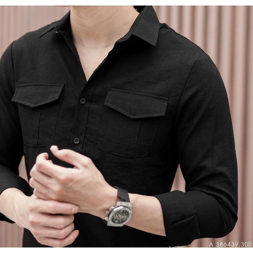 Áo Sơ Mi Nam Tay Dài, Somi Nam Chất Đũi Lụa co giãn form body NT155