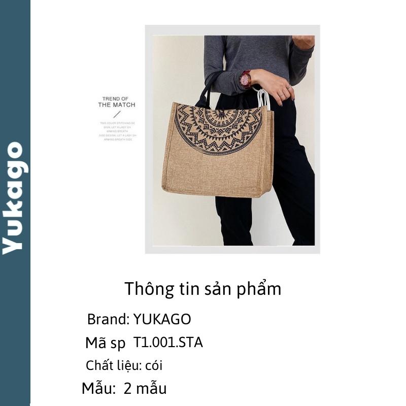 Túi xách nữ chất liệu cói họa tiết thổ cẩm thời trang 2022 bản to unisex Yukago T1.001.TC