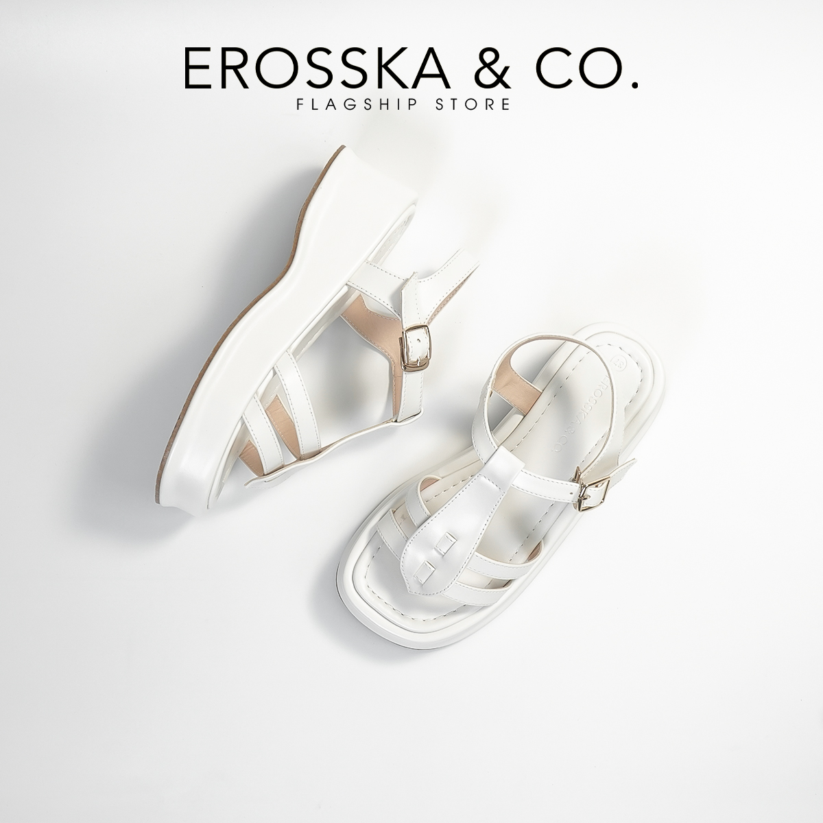 Erosska - Giày sandal nữ đế xuồng quai ngang thiết kế basic - SB027