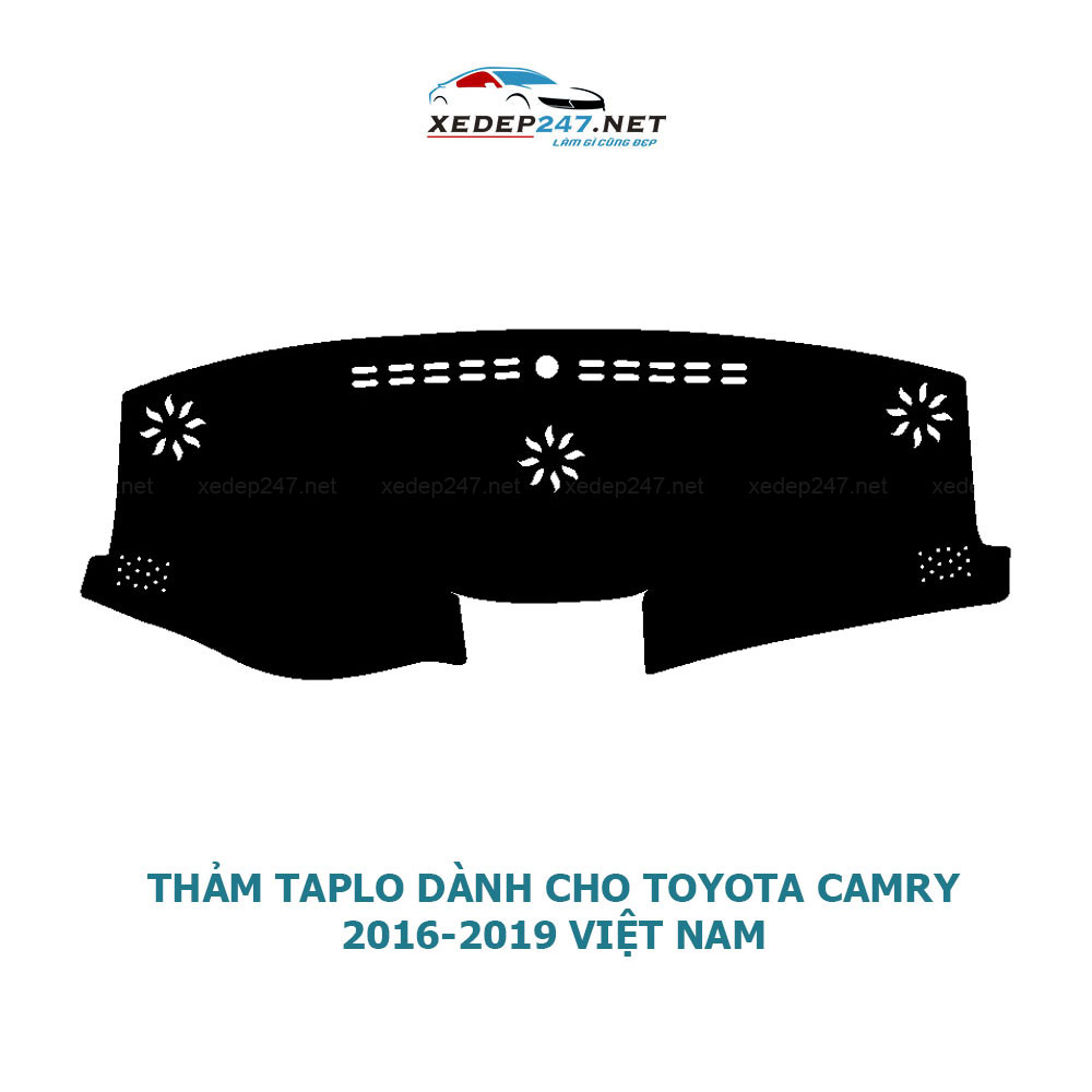 Thảm Taplo dành cho xe Toyota Camry 2014 đến 2019 (dòng VN) chất liệu Nhung, da Carbon, da vân gỗ