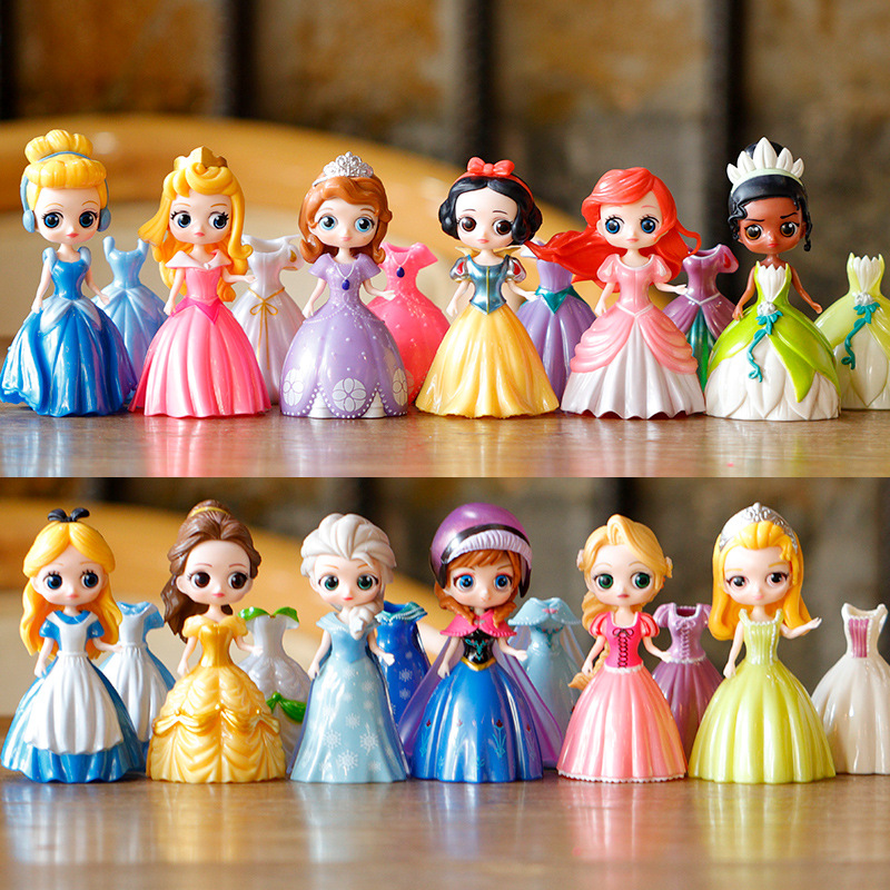 Set 12 Mô Hình Nhân Vật Búp Bê Thay Váy - Cao 8cm