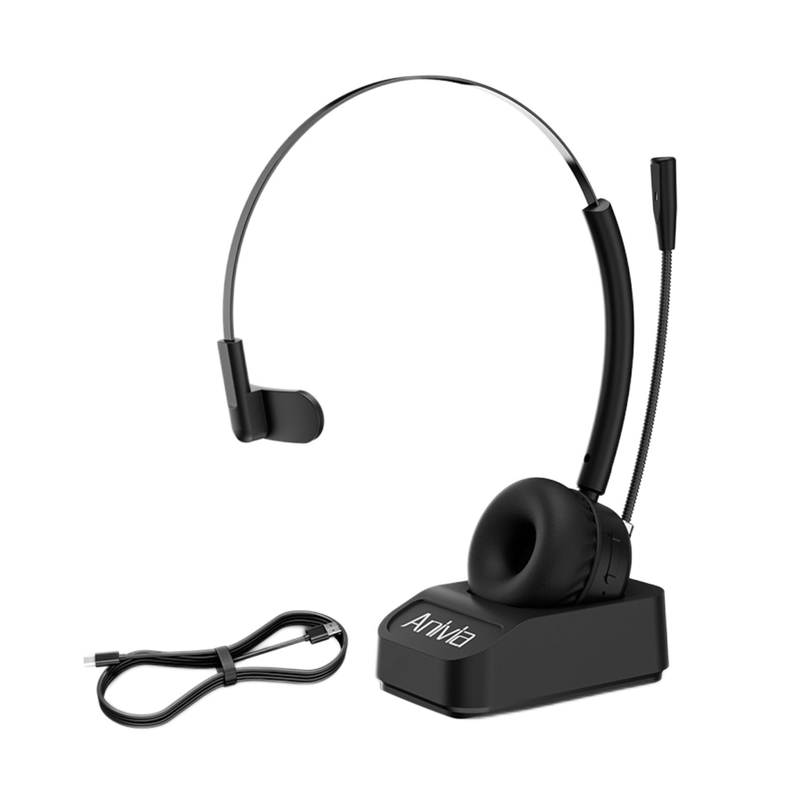 Bluetooth Headset with Charging Dock Earphone for Call Center
