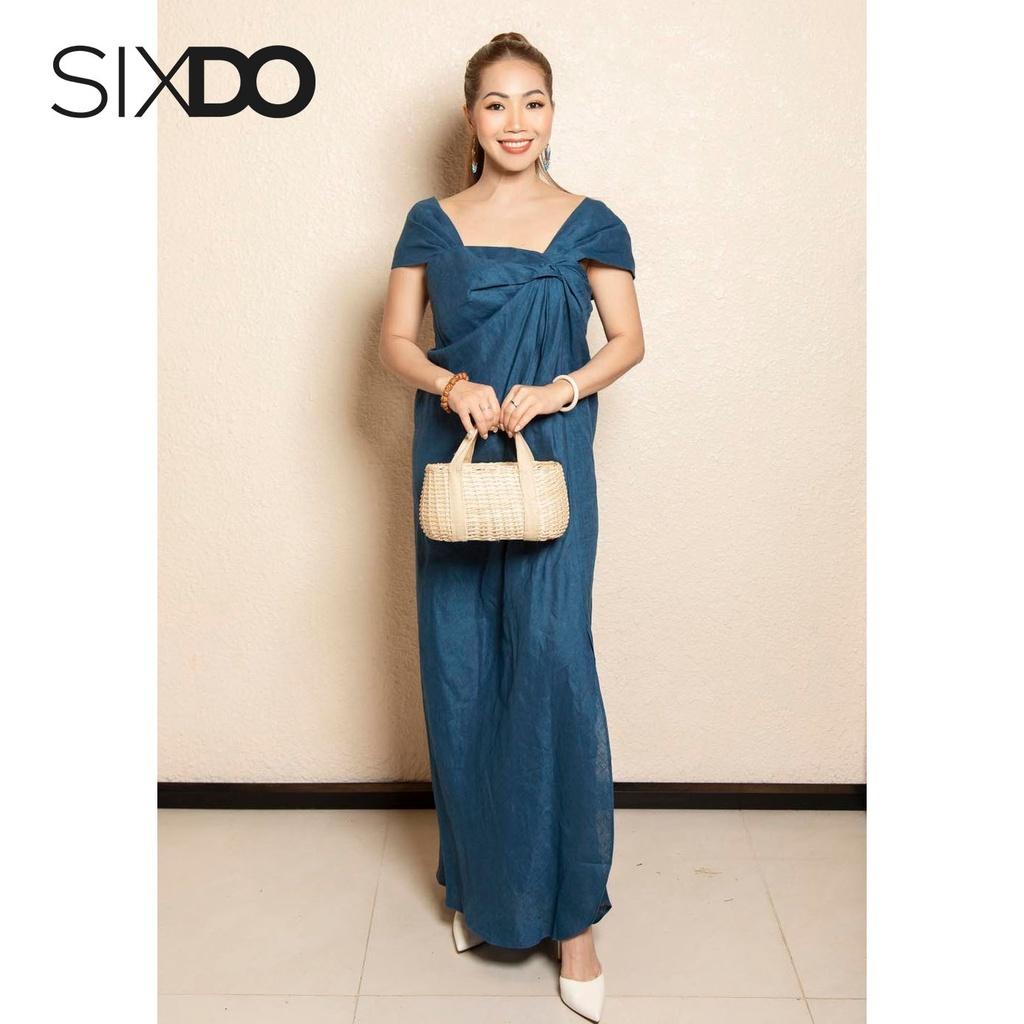 Đầm linen xẻ tà freesize SIXDO