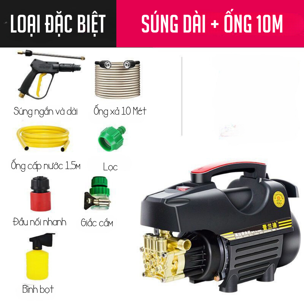 Máy rửa xe cáo áp 3000W, Lõi đồng, Máy rửa xe Mini bảo hành 24 tháng, Máy xịt rửa gia đình tặng bình bọt tuyết-K1862