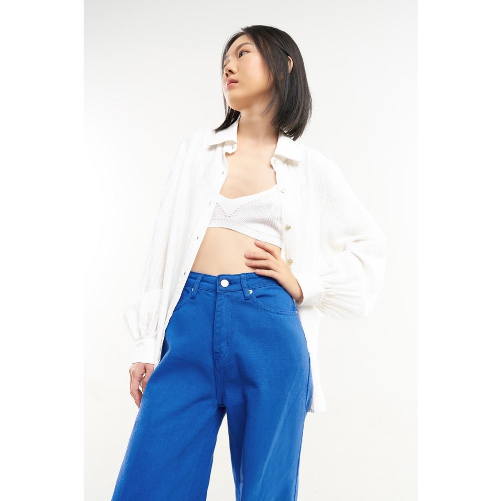 DOTTIE - Quần jeans dài ống rộng nữ xanh dương Q0282