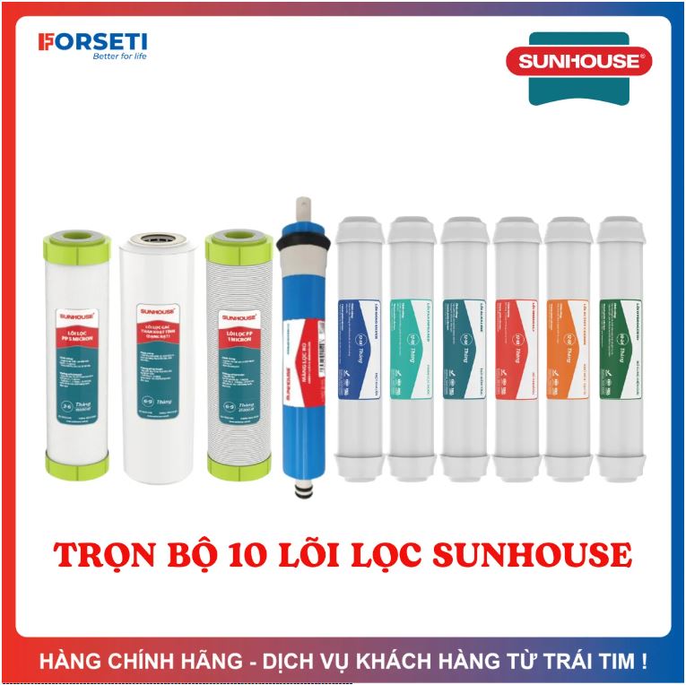 Bộ Lõi Lọc Nước Sunhouse Từ 01 - 09 Gồm Lõi Lọc Nước 123, Lõi Lọc Nước Ro, 05 Lõi Lọc Chức Năng 56789, Hàng Chính Hãng - Màng Ro Sunhouse - Màng Ro V7