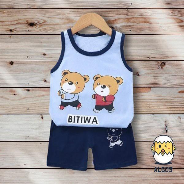 Bộ quần áo bé trai - Bộ Gấu - Cotton 100% thoáng mát thấm hút mồ hôi an toàn cho bé
