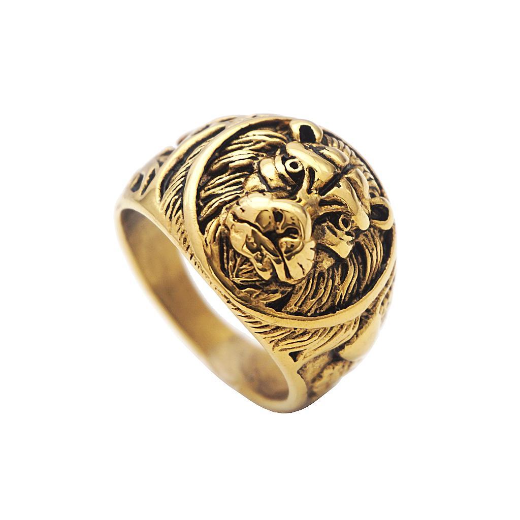 Lion  Stainless  Head Rings Punk Gothic