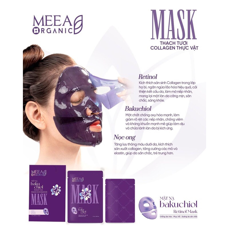 Mặt Nạ Mask Thạch Tươi Collagen Thực Vật Chính Hãng MEEA - Meea Organic dưỡng da hiệu quả