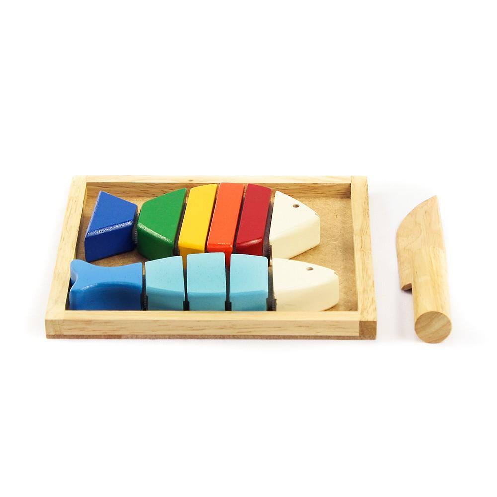 Đồ chơi gỗ - Bộ cắt 2 cá 63032 giúp bé nhận biết màu sắc, ghép hình