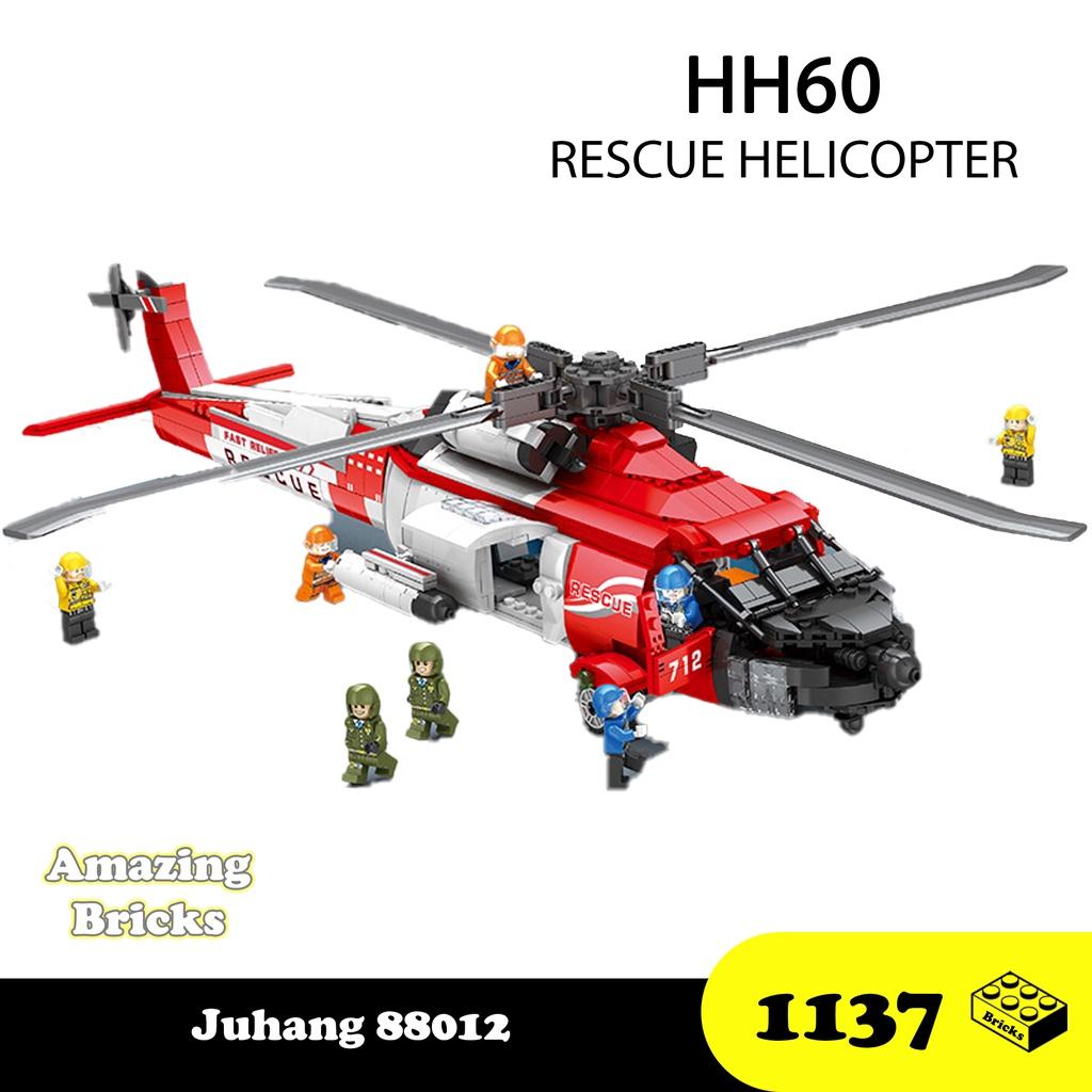 Đồ chơi Lắp ráp Máy bay trực thăng cứu hộ HH60, Juhang 88012 Xếp hình thông minh, Nhựa ABS an toàn, Sách hướng dẫn