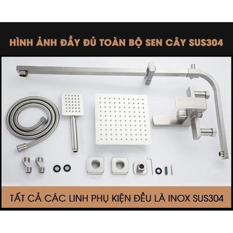 Bộ Sen Cây Tắm Đứng Nóng Lạnh INOX SUS 304 Vuông-Bộ Cây sen Vuông INOX 304