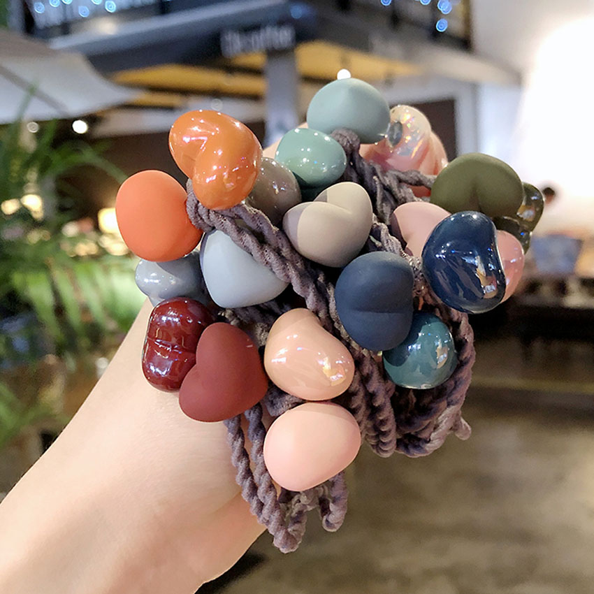 Dây buộc tóc nữ 2 trái tim NASI dễ thương phong cách hàn quốc thun cột tóc nữ co giãn tốt phụ kiện tóc