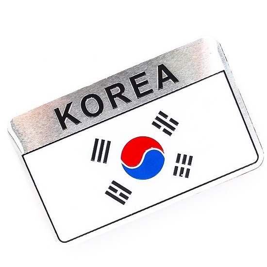 Bộ 2 tem nhôm cờ KOREA độc đáo cá tính ( 5 x 8cm và 5 x 5cm)