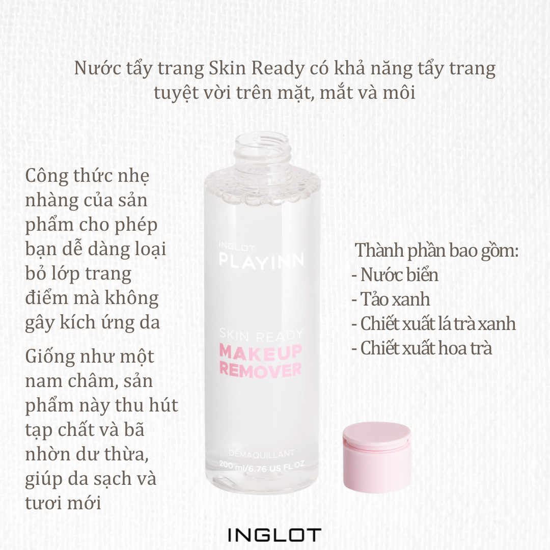 Nước tẩy trang Skin Ready Makeup Remover Inglot PlayInn (200ml)