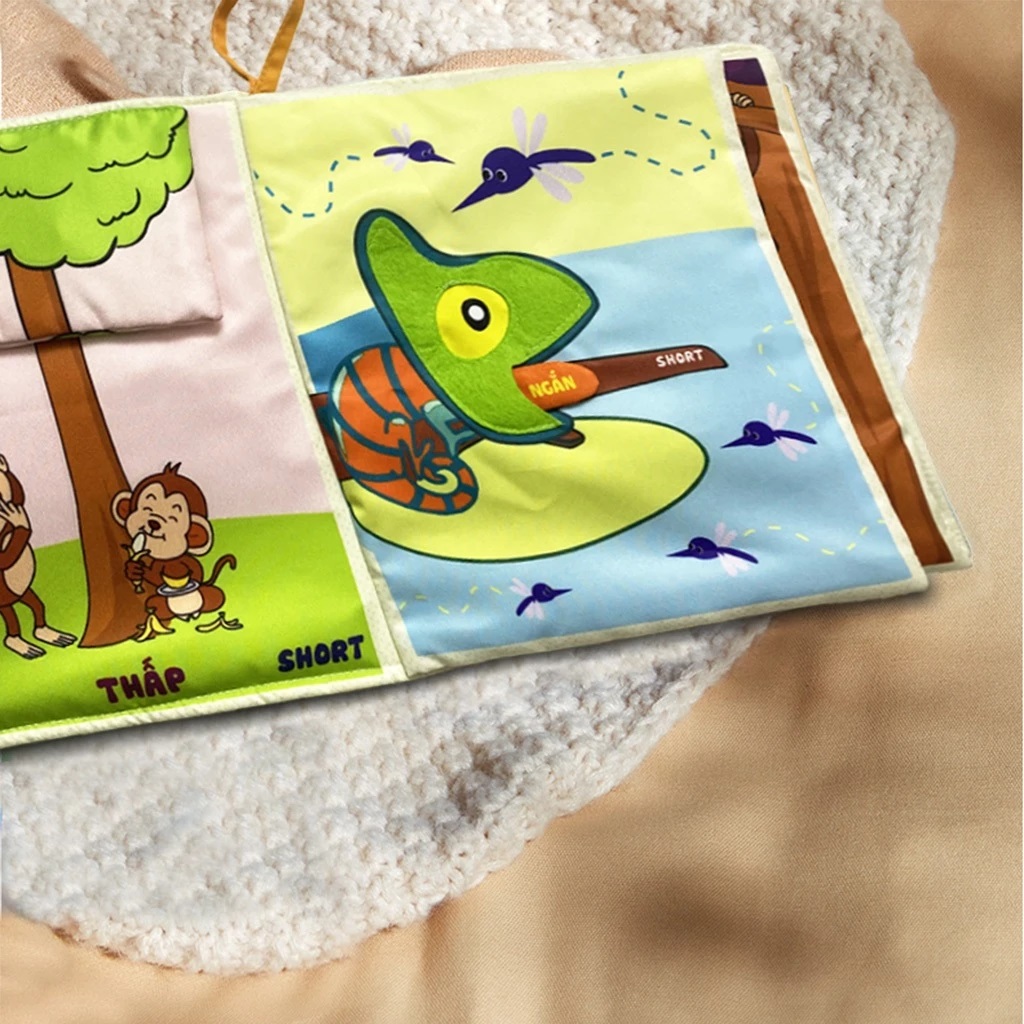 Đồ Chơi Sách Vải Lật Mở Song Ngữ Việt – Anh Có Bóp Kêu Chíp Chíp Cho Bé 0-5 Tuổi – Bé Thấy Gì Nào - PiPo Vietnam