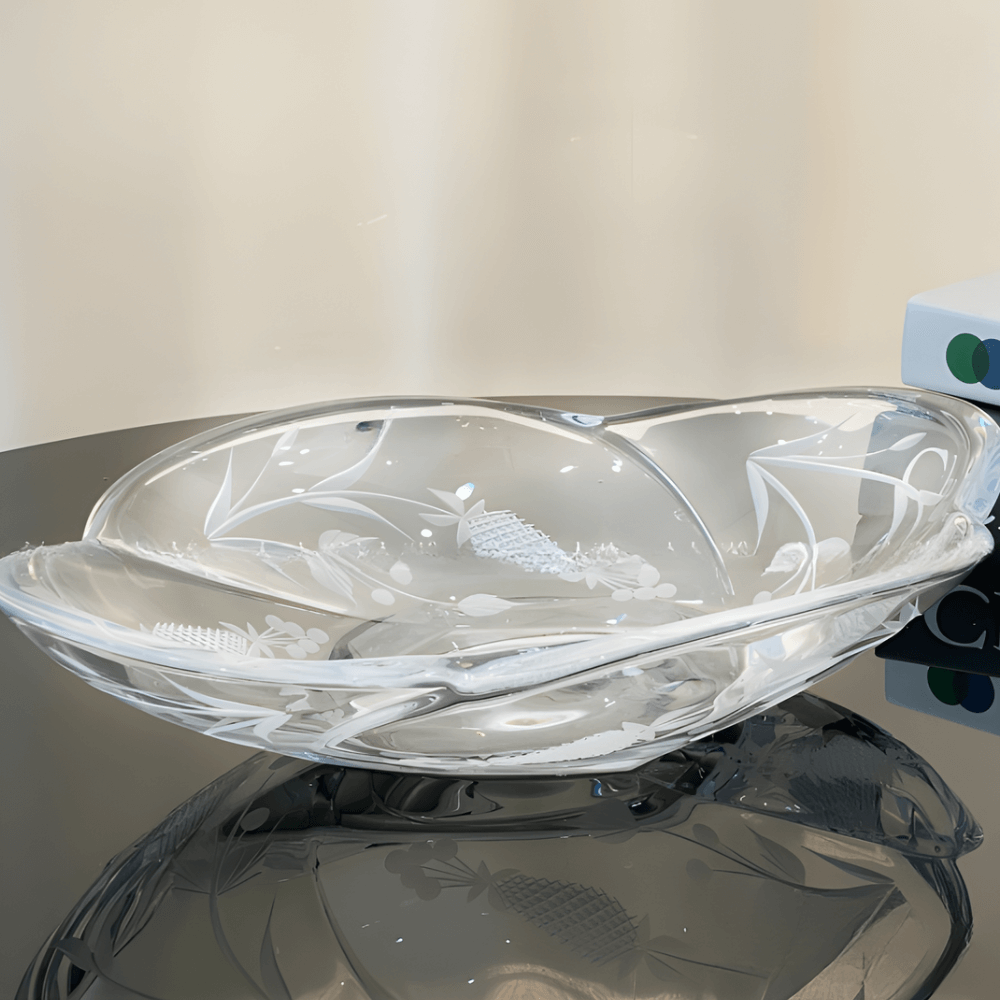 Đĩa 4 múi mài dâu 33cm Crystal Bohemia hàng chính Hãng