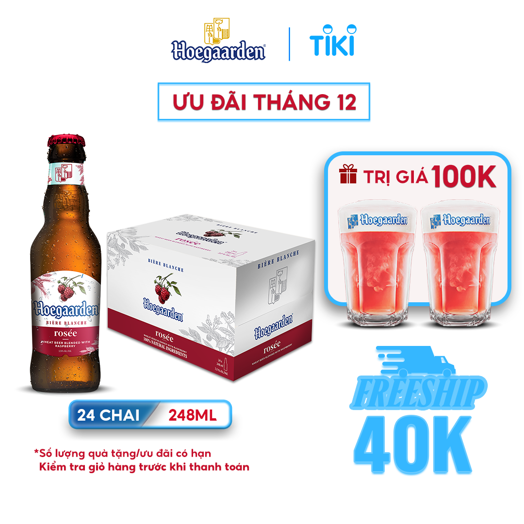 Thùng 24 Chai Bia Hoegaarden Rosée (248ml / Chai)