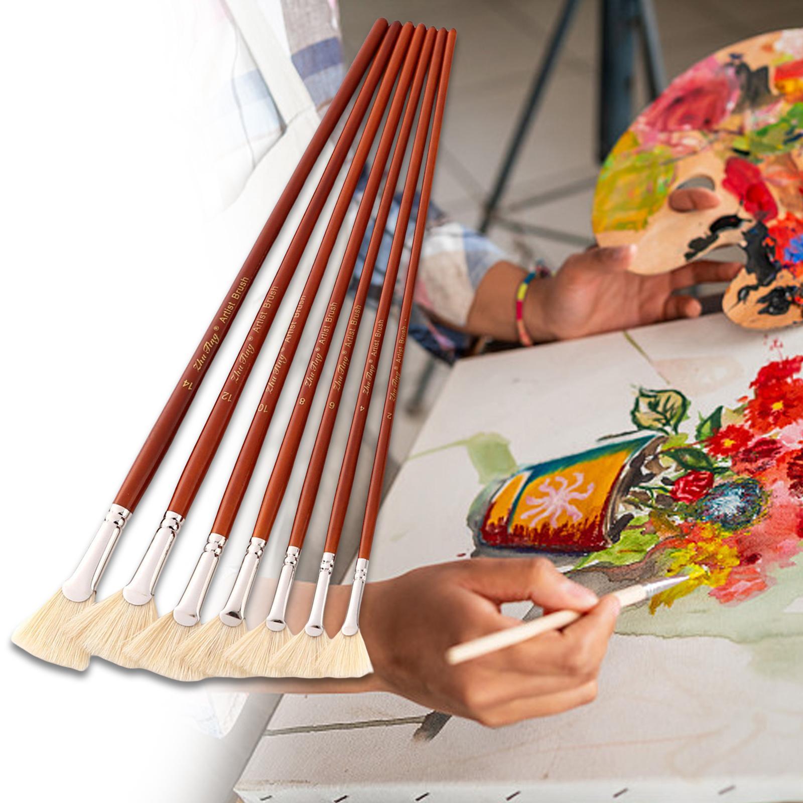 7x Professional Watercolor Paint Brush Pen Set Portable Wooden Handle Body Paint Tools Acrylic Painting Brushes for Kids Adults Supplies