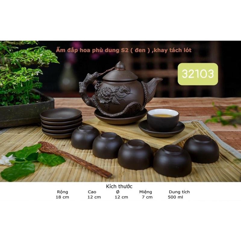 Bộ ấm chén tử sa. Gốm sứ Bát Tràng.