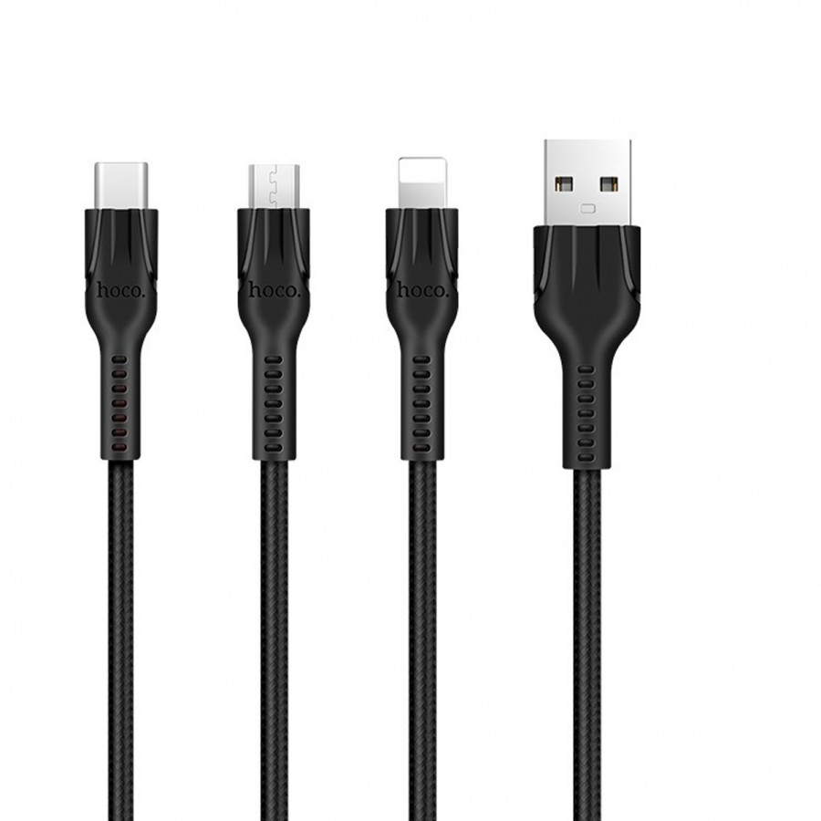 Cáp Sạc Lightning Cho iPhone/USB Type-C/MicroUSB Hoco U31 Benay (1.2m) - Hàng Chính Hãng