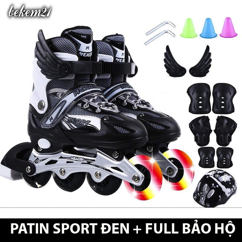 Giày Patin trẻ em Sport 2 lớp flash,khung hợp kim, tặng FULL 20 món bảo hộ và phụ kiện