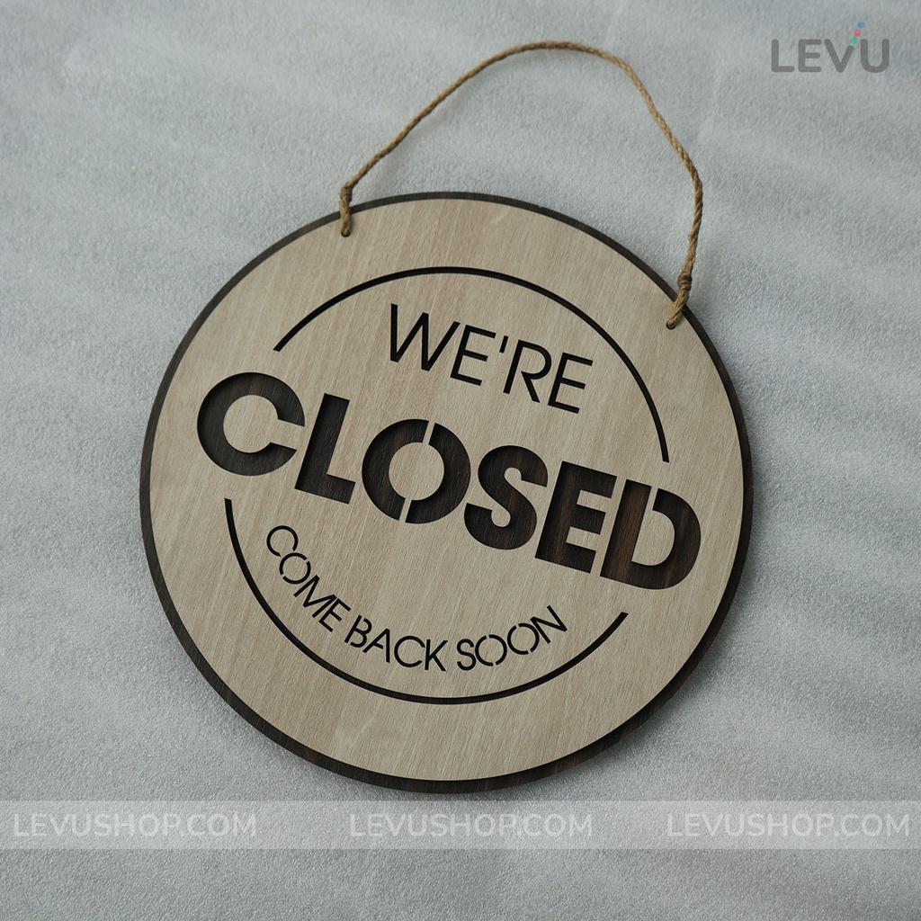 Bảng gỗ treo cửa hàng Open Closed trang trí quán 2 mặt có dây treo BG17