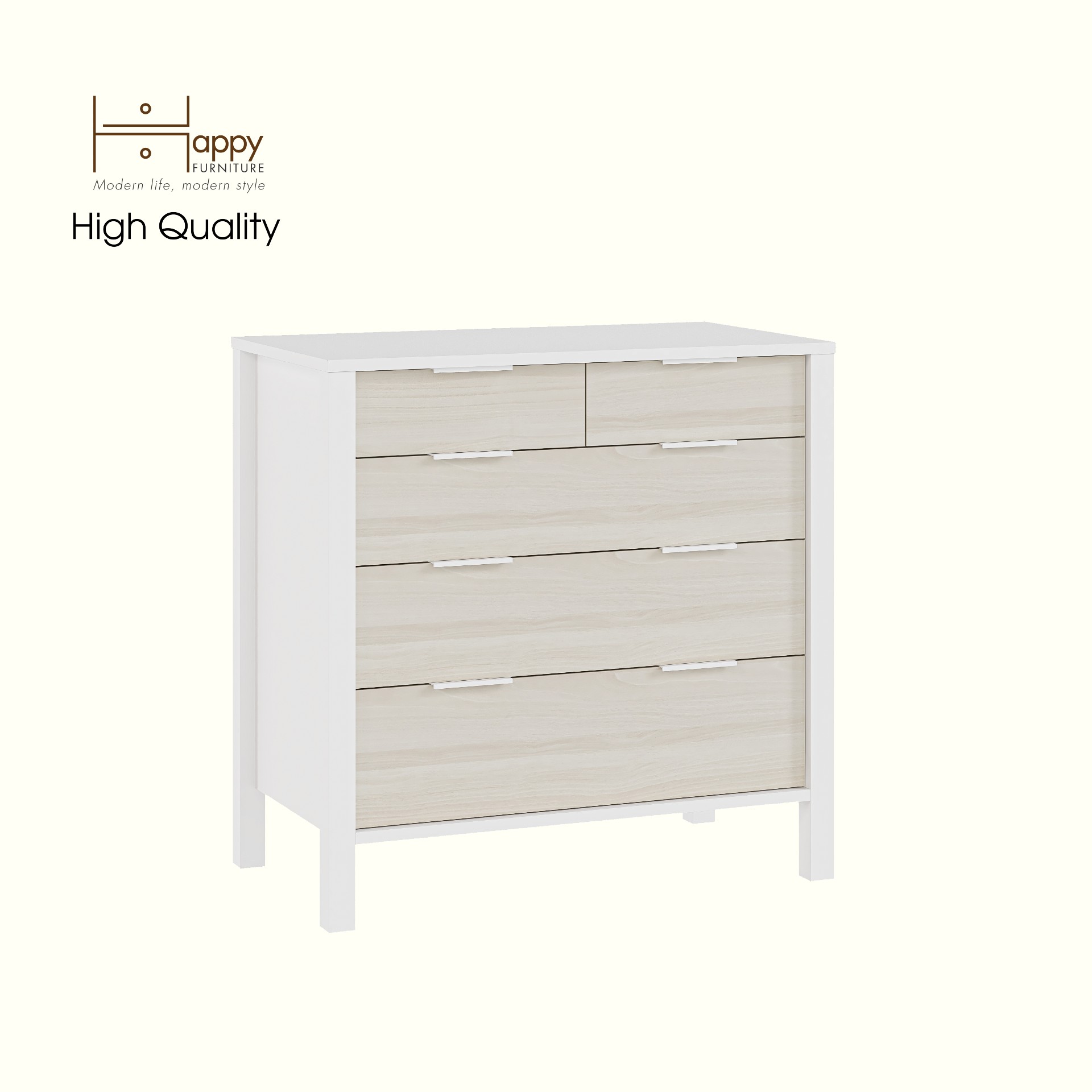 HAPPY FURNITURE , Tủ lưu trữ 5 ngăn kéo - MOKA, THK_248 , 80cm x 45cm x 80cm DxRxC