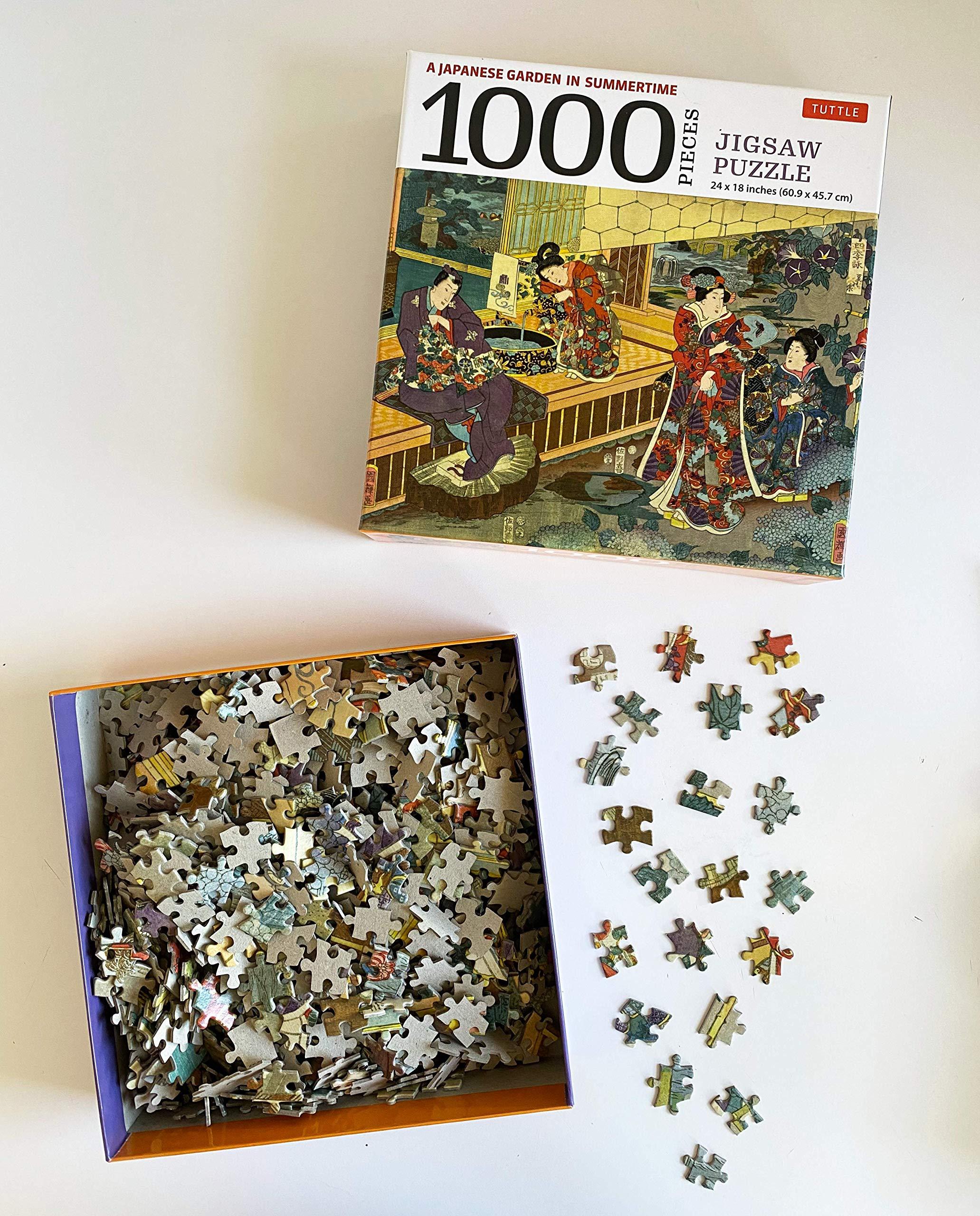 A Japanese Garden In Summertime - 1000 Piece Jigsaw Puzzle: A Scene From The Tale Of Genji, Woodblock Print