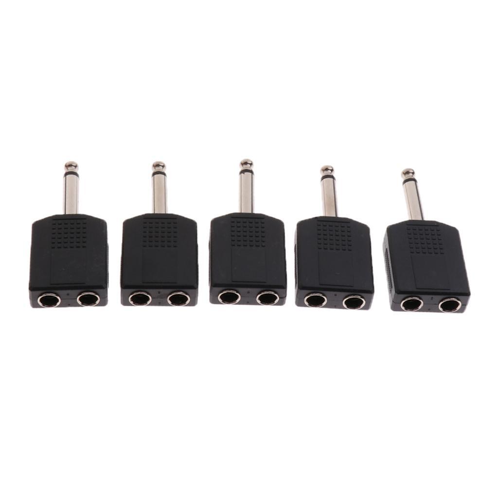 5Pcs 6.5mm/6.35mm Male to 2 Female Audio Adapter Y Splitter