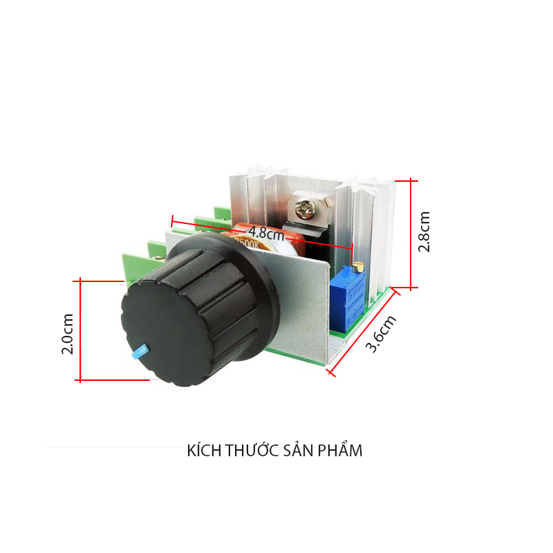 Module mạch chiết áp (dimmer) 2000W-220V cho động cơ, ánh sáng, đèn sưởi