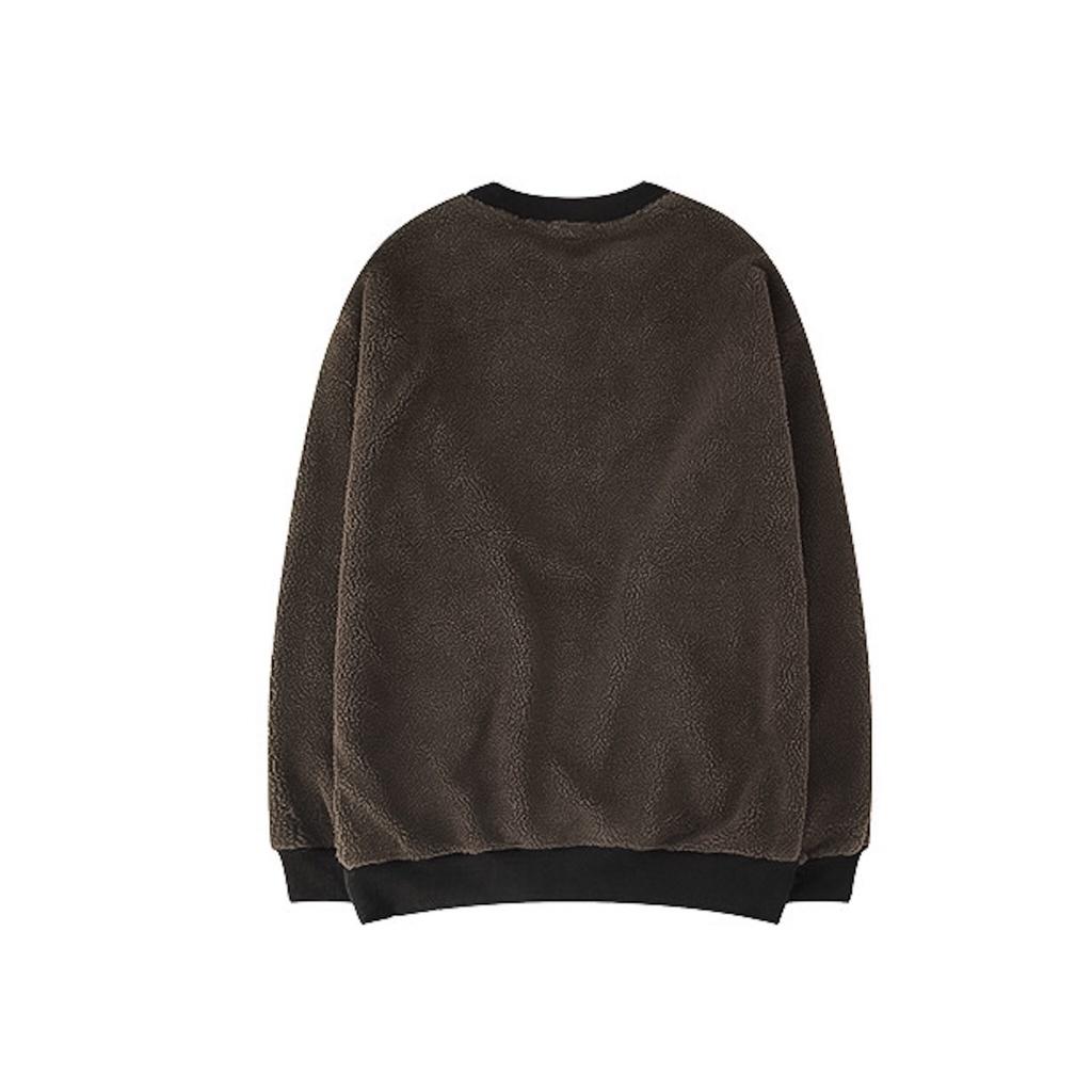 Áo Sweater lông nam nữ MEANSTORE nỉ oversize Unisex form rộng Ulzzang Hàn Quốc chất mềm mịn - màu nâu