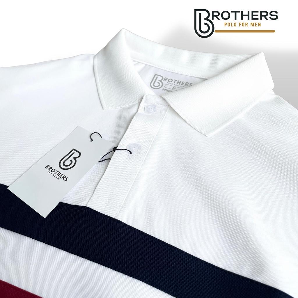 Hình ảnh Áo thun POLO nam phối ngang AROSS cổ trụ bẻ, vải cá sấu cotton cao cấp, chuẩn xịn, trẻ trung - BROTHERS