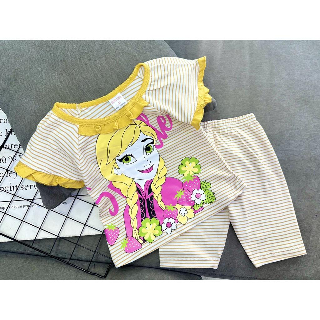 Đồ bộ bé gái, Bộ cộc tay cho bé gái mặc nhà đi học đẹp từ 8-25kg chất cotton mềm mịn mát