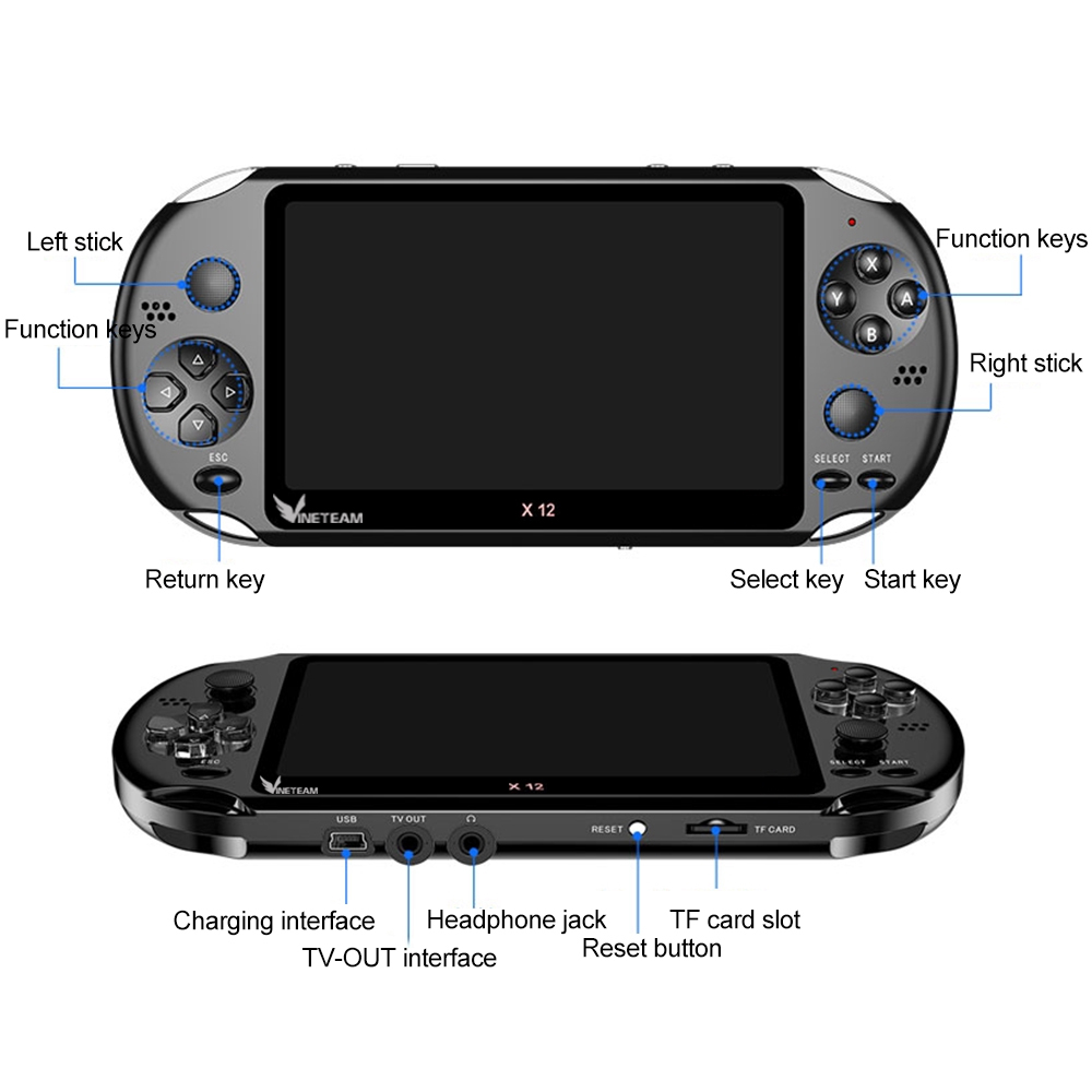 Máy Chơi Game PSP VINETTEAM X12 Tay Cầm Chơi Game 5.1 Inch 8GB Video Game Người Chơi Tích Hợp Sẵn 2000 Trò Chơi- 4075- Hàng Nhập Khẩu( màu ngẫu nhiên)