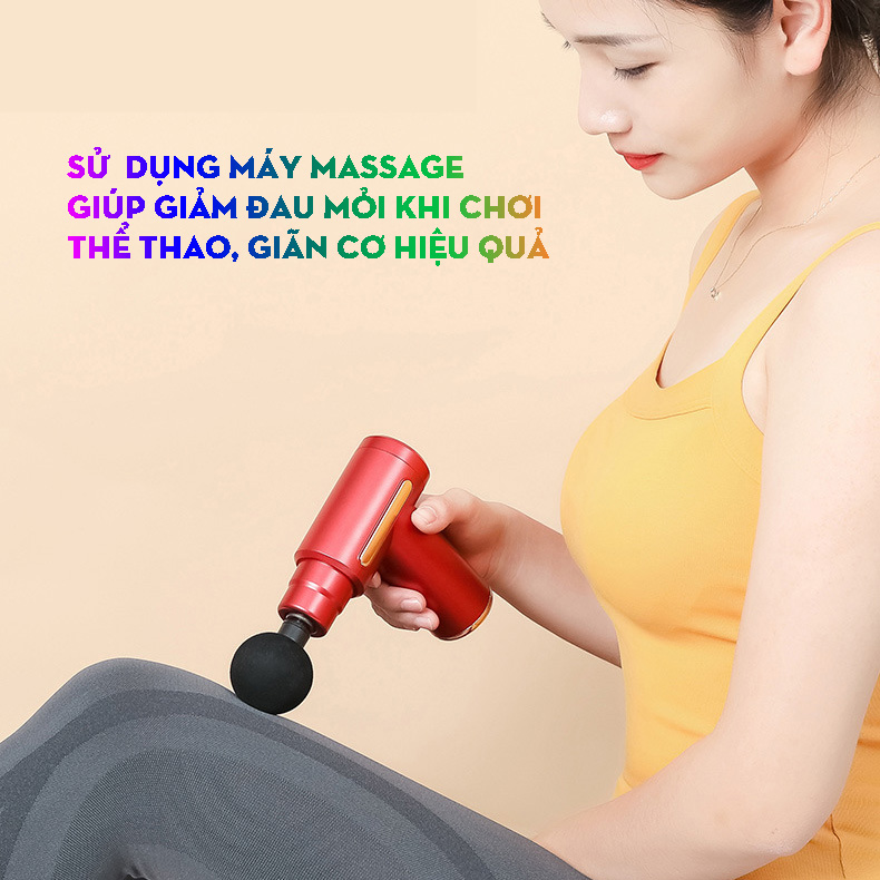 Máy massage mini cầm tay BX720 Mát xa 6 cấp độ, hỗ trợ maassage chuyên sâu, giảm đau cơ, cứng khớp hiệu quả nhanh chóng, đi kèm 4 đầu chuyên dụng - Quà tặng cho sức khỏe hàng nhập khẩu