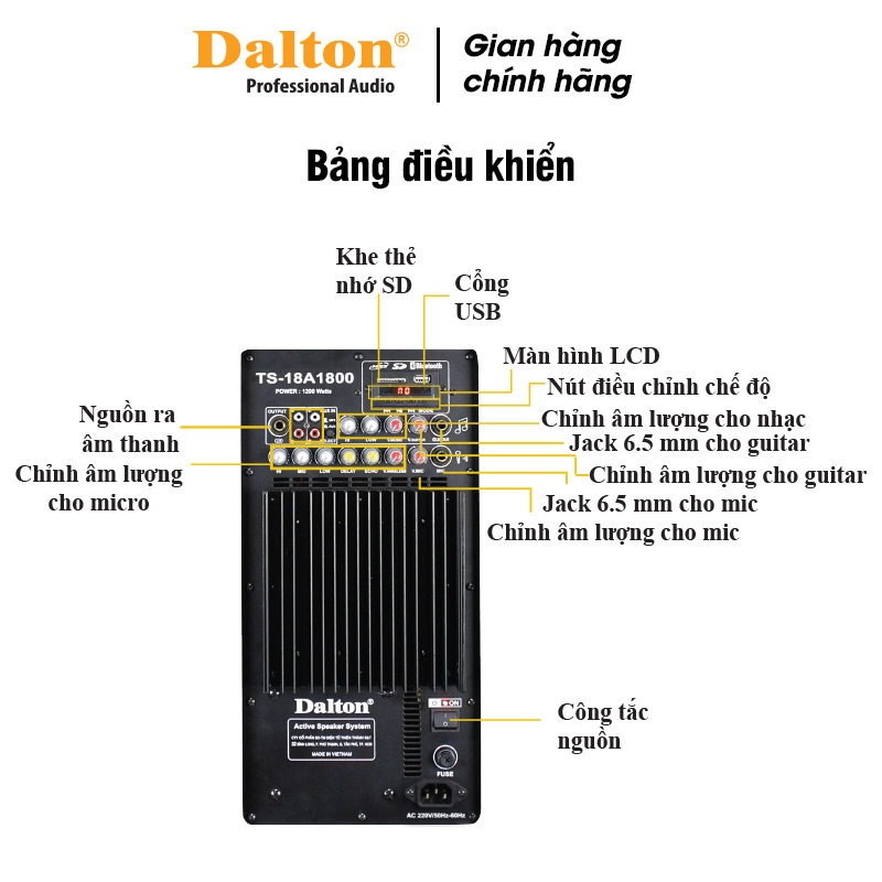 Loa kéo điện Dalton TS-18A1800 - Hàng chính hãng
