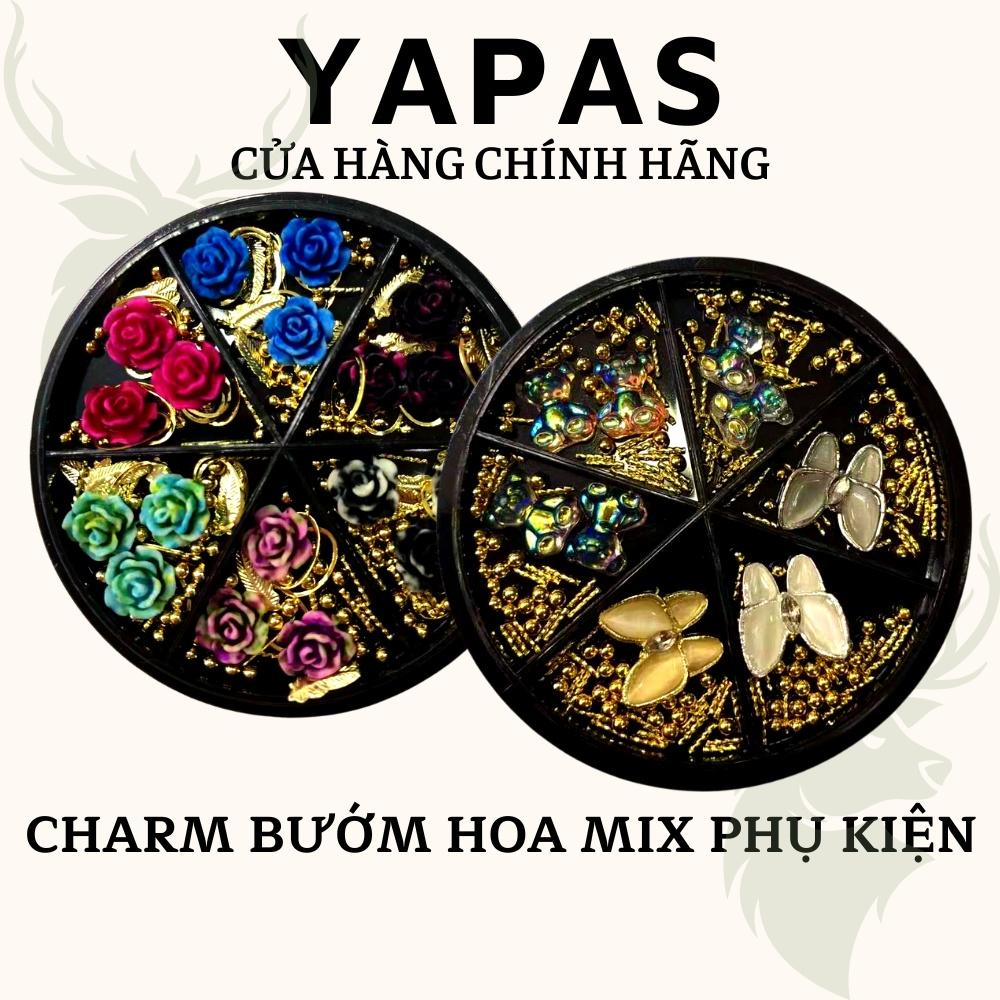Charm bướm gấu hoa hồng bi nail Yapas mix phụ kiện sắt cao cấp trang trí móng tay chuyên nghiệp