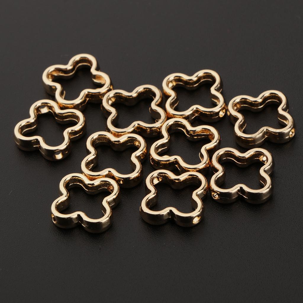 10 Pieces Metal Geometric Hollow Charms Pendant for DIY Earrings Flower