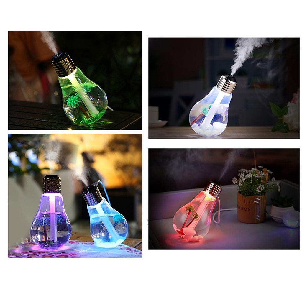 Portable 400ML LED Bulb Humidifier Colorful Light USB Diffuser Air Purifier