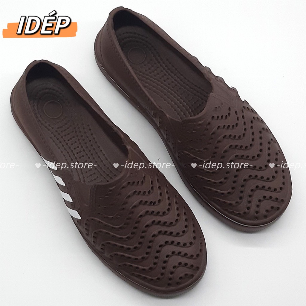 Giày siêu nhẹ nam EVA lỗ thoáng khí đi mưa 4 sọc siêu bền chống nước iDÉP G028