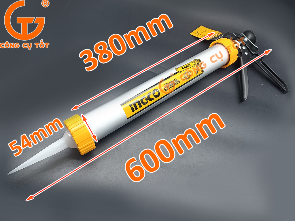 Dụng cụ bơm silicon ống nhôm Ø54 x 380mm Ingco HCG0115