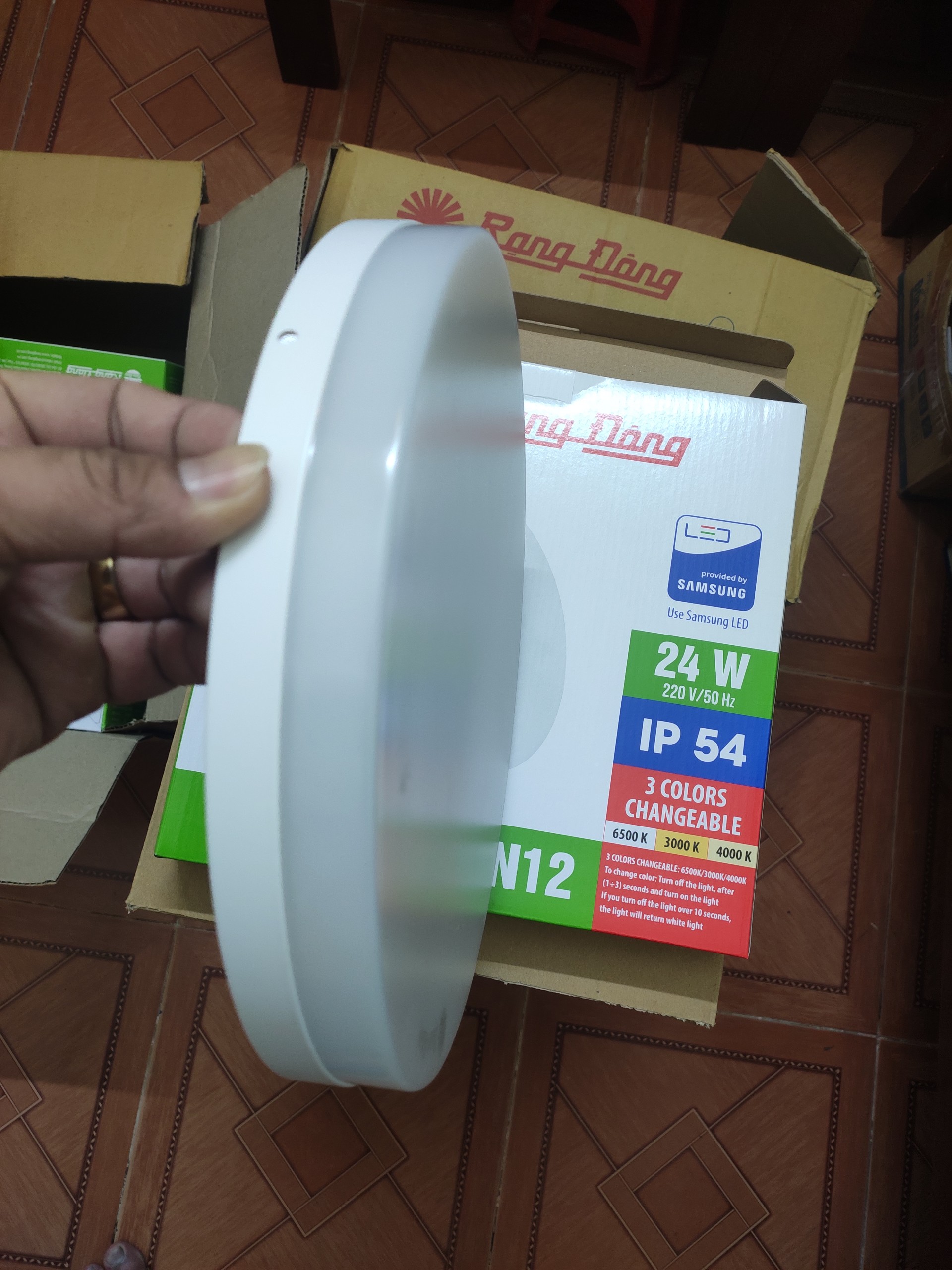 Combo 02 cái đèn led ốp trần 24W Rạng Đông -Kiểu tràn viền