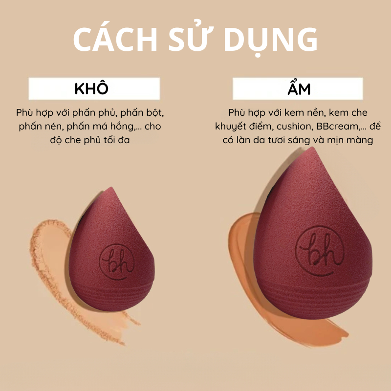 Mút Trang Điểm BH Cosmetics Blender Makeup Sponge (Đỏ Đô)