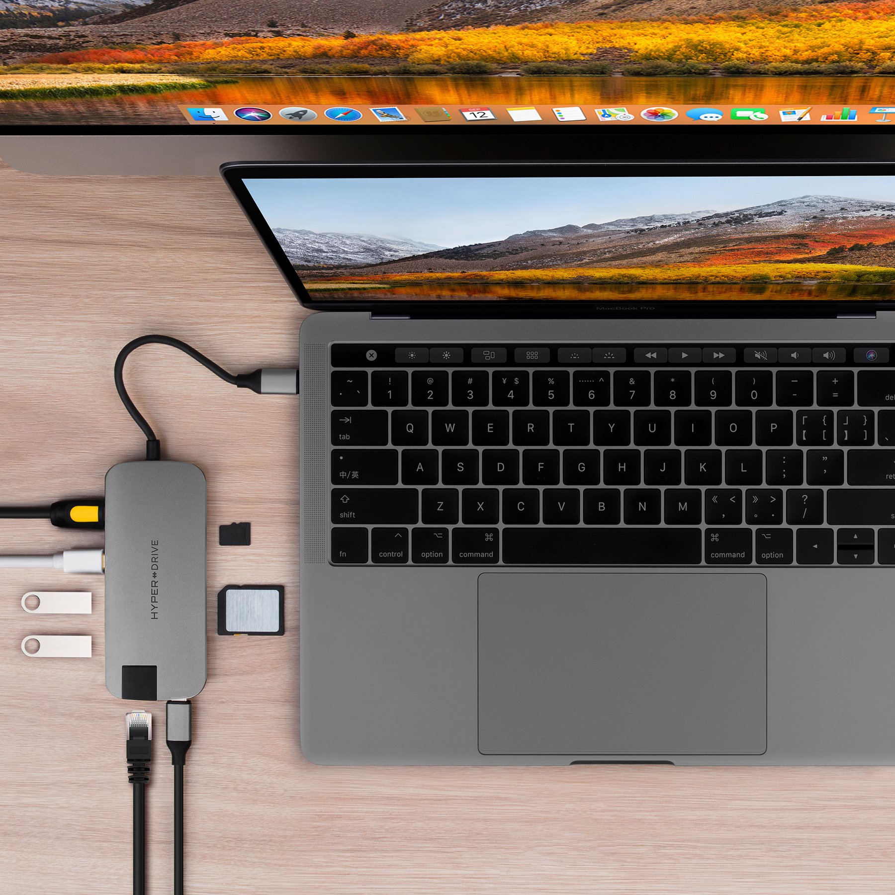 CỔNG CHUYỂN HYPERDRIVE SLIM 8 IN 1 USB-C HUB FOR MACBOOK, SURFACE, PC &amp; DEVICES – HD247B - HÀNG CHÍNH HÃNG